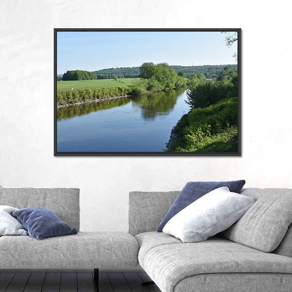 Ruhr River In Essen Germany Canvas Wall Art-3 Horizontal-Gallery Wrap-25" x 16"-Tiaracle