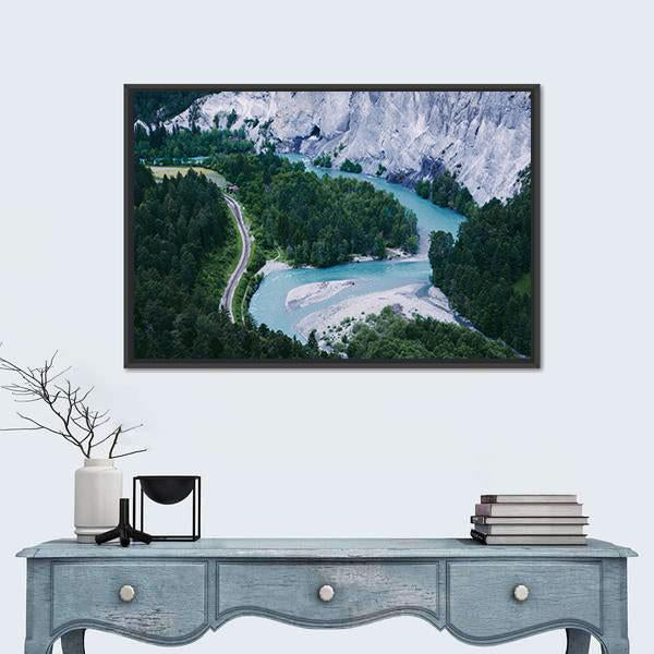 Ruinaulta Canyon In Switzerland Canvas Wall Art-1 Piece-Floating Frame-24" x 16"-Tiaracle