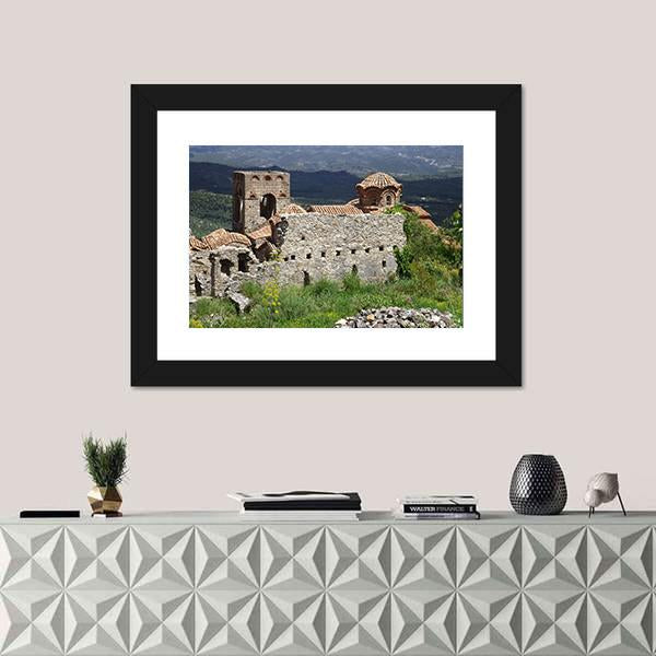 Ruins Of A Church In Mystras In Greece Canvas Wall Art-1 Piece-Framed Print-20" x 16"-Tiaracle