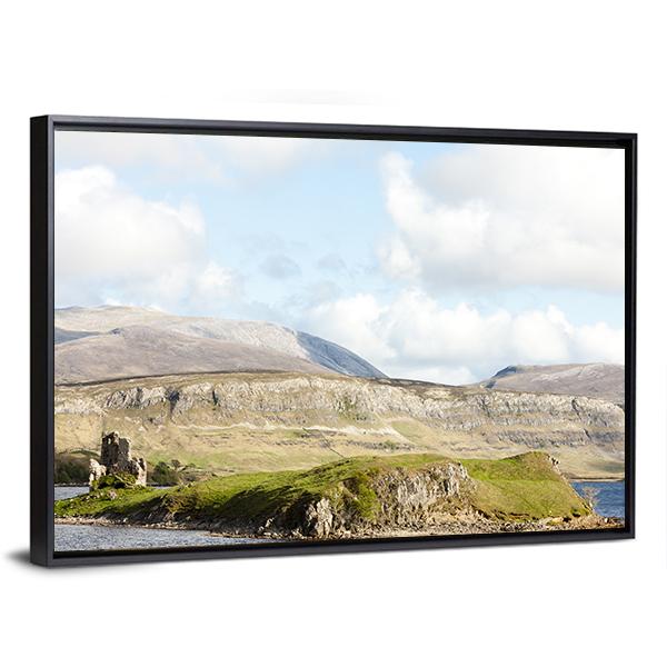 Ruins Of Ardvreck Castle Canvas Wall Art-3 Horizontal-Gallery Wrap-25" x 16"-Tiaracle