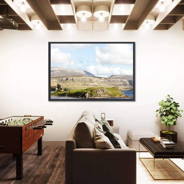 Ruins Of Ardvreck Castle Canvas Wall Art-3 Horizontal-Gallery Wrap-25" x 16"-Tiaracle