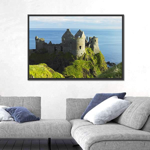 Ruins Of Dunluce Castle Canvas Wall Art-5 Horizontal-Gallery Wrap-22" x 12"-Tiaracle