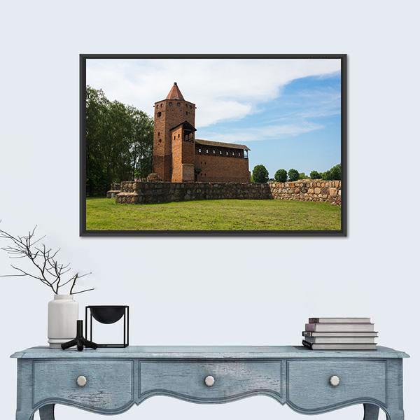 Ruins Of Gothic Castle Of Mazovian Dukes Canvas Wall Art-1 Piece-Floating Frame-24" x 16"-Tiaracle