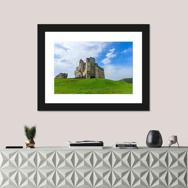 Ruins Of Medieval Mirow Castle Canvas Wall Art-1 Piece-Framed Print-20" x 16"-Tiaracle
