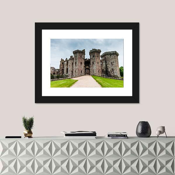 Ruins Of Medieval Raglan Castle In Wales Canvas Wall Art-1 Piece-Framed Print-30" x 20"-Tiaracle