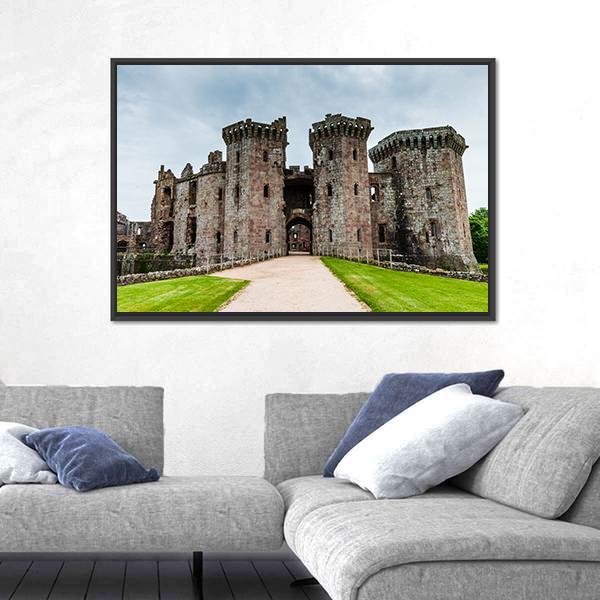 Ruins Of Medieval Raglan Castle In Wales Canvas Wall Art-5 Horizontal-Gallery Wrap-22" x 12"-Tiaracle