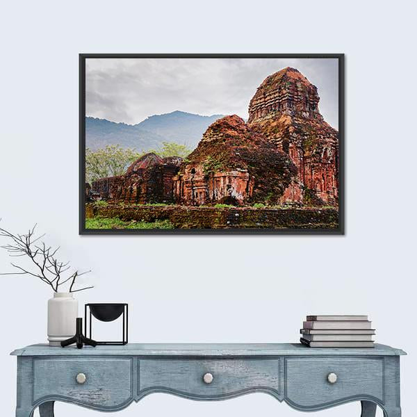 Ruins Of Old Hindu Temples Canvas Wall Art-1 Piece-Floating Frame-24" x 16"-Tiaracle
