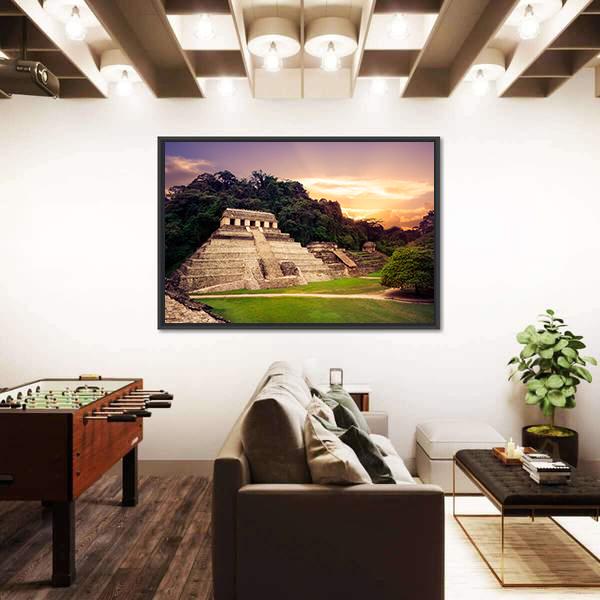 Ruins Of Palenque In Mexico Canvas Wall Art-1 Piece-Floating Frame-36" x 24"-Tiaracle