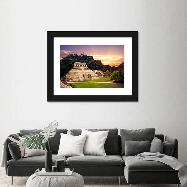 Ruins Of Palenque In Mexico Canvas Wall Art-1 Piece-Framed Print-30" x 20"-Tiaracle