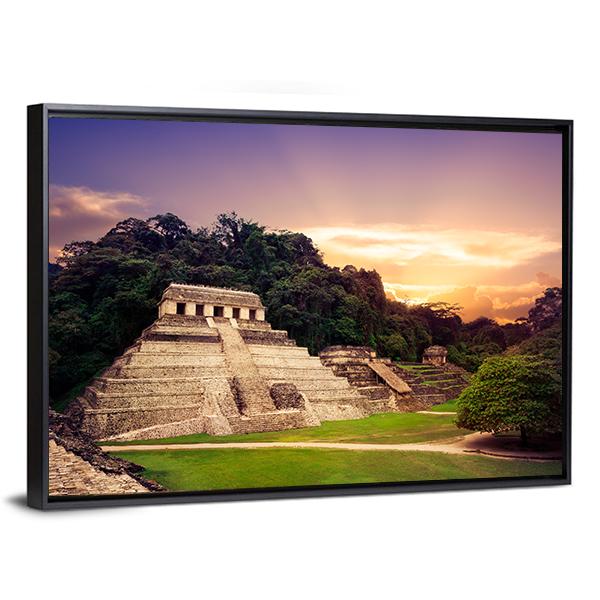 Ruins Of Palenque In Mexico Canvas Wall Art-3 Horizontal-Gallery Wrap-25" x 16"-Tiaracle