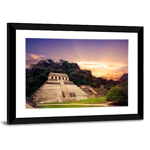 Ruins Of Palenque In Mexico Canvas Wall Art-3 Horizontal-Gallery Wrap-25" x 16"-Tiaracle