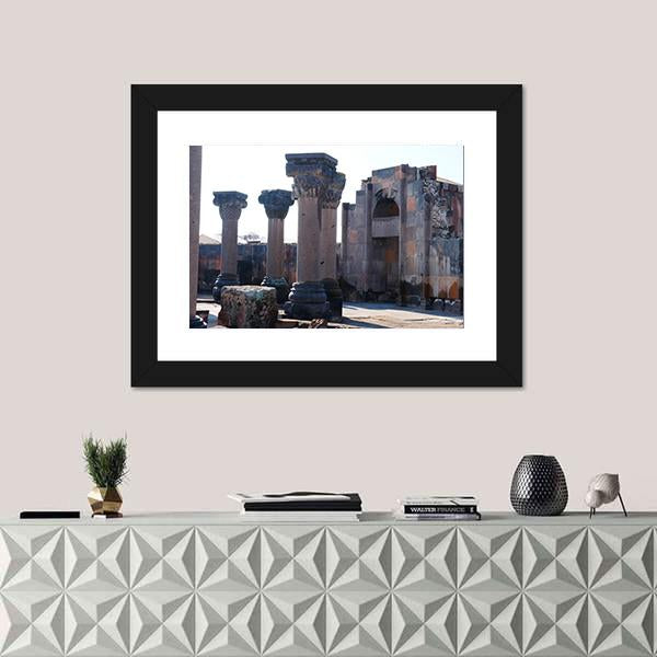 Ruins Of The Zvartnos Temple In Armenia Canvas Wall Art-1 Piece-Framed Print-20" x 16"-Tiaracle
