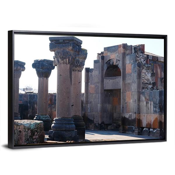 Ruins Of The Zvartnos Temple In Armenia Canvas Wall Art-3 Horizontal-Gallery Wrap-25" x 16"-Tiaracle