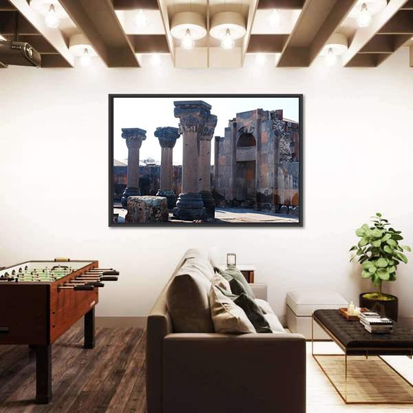 Ruins Of The Zvartnos Temple In Armenia Canvas Wall Art-3 Horizontal-Gallery Wrap-25" x 16"-Tiaracle