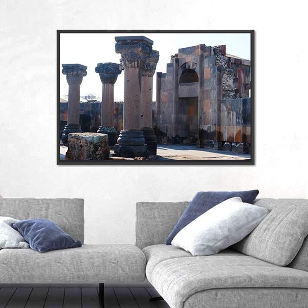 Ruins Of The Zvartnos Temple In Armenia Canvas Wall Art-3 Horizontal-Gallery Wrap-25" x 16"-Tiaracle