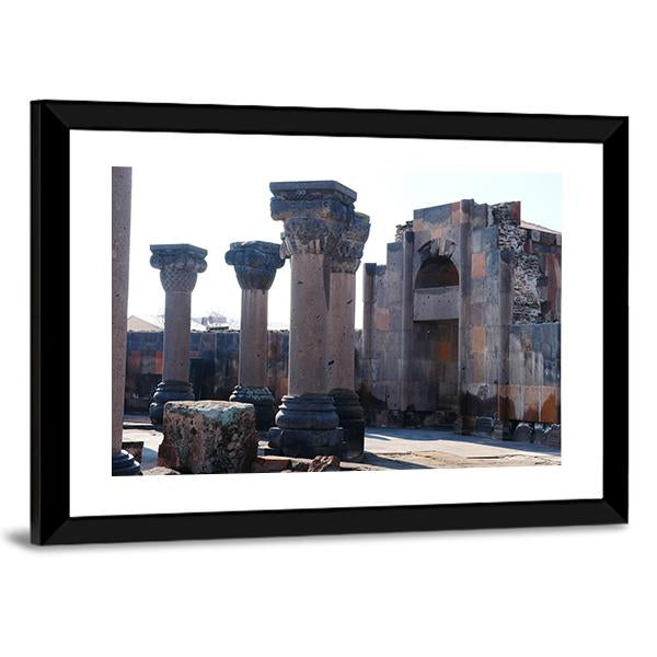 Ruins Of The Zvartnos Temple In Armenia Canvas Wall Art-3 Horizontal-Gallery Wrap-25" x 16"-Tiaracle