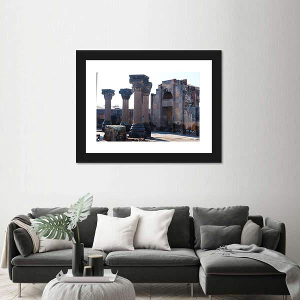 Ruins Of The Zvartnos Temple In Armenia Canvas Wall Art-3 Horizontal-Gallery Wrap-25" x 16"-Tiaracle