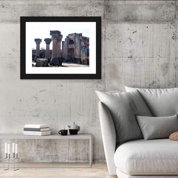 Ruins Of The Zvartnos Temple In Armenia Canvas Wall Art-3 Horizontal-Gallery Wrap-25" x 16"-Tiaracle