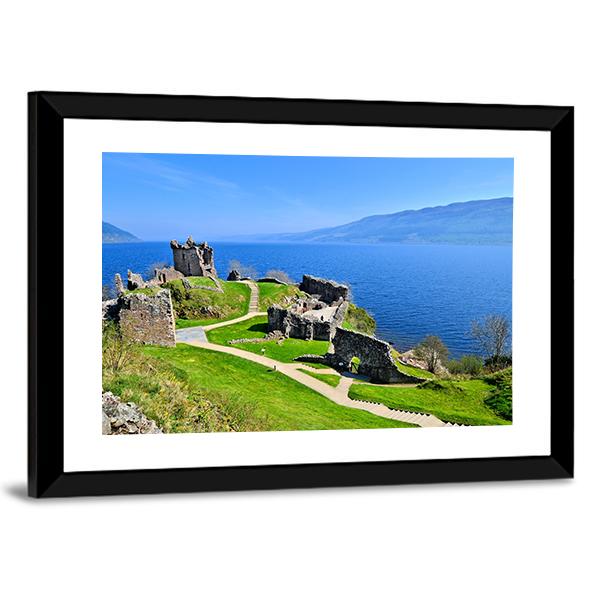 Ruins Of Urquhart Castle Along Loch Ness Canvas Wall Art-3 Horizontal-Gallery Wrap-25" x 16"-Tiaracle