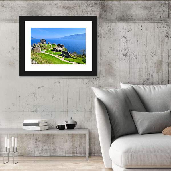 Ruins Of Urquhart Castle Along Loch Ness Canvas Wall Art-3 Horizontal-Gallery Wrap-25" x 16"-Tiaracle
