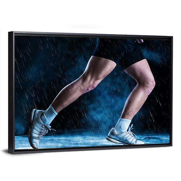 Runne Feet Running In Misty Dark Canvas Wall Art-3 Horizontal-Gallery Wrap-25&quot; x 16&quot;-Tiaracle