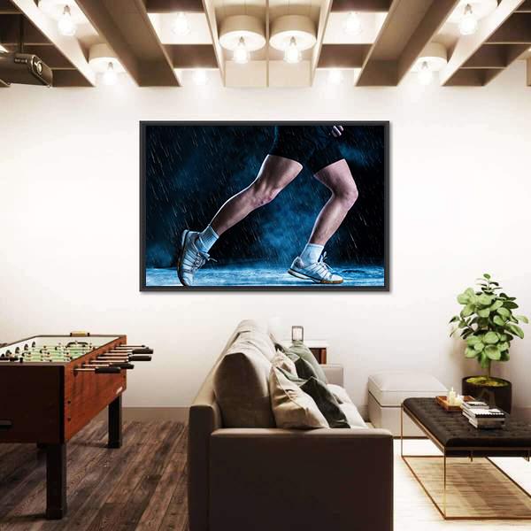 Runne Feet Running In Misty Dark Canvas Wall Art-3 Horizontal-Gallery Wrap-25&quot; x 16&quot;-Tiaracle