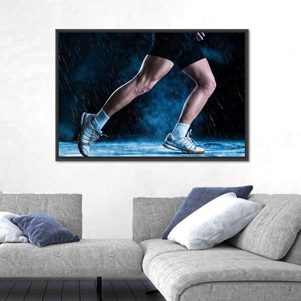 Runne Feet Running In Misty Dark Canvas Wall Art-3 Horizontal-Gallery Wrap-25&quot; x 16&quot;-Tiaracle