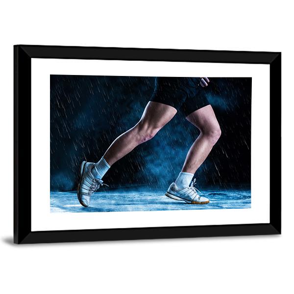 Runne Feet Running In Misty Dark Canvas Wall Art-3 Horizontal-Gallery Wrap-25&quot; x 16&quot;-Tiaracle
