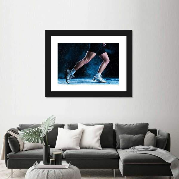 Runne Feet Running In Misty Dark Canvas Wall Art-3 Horizontal-Gallery Wrap-25&quot; x 16&quot;-Tiaracle