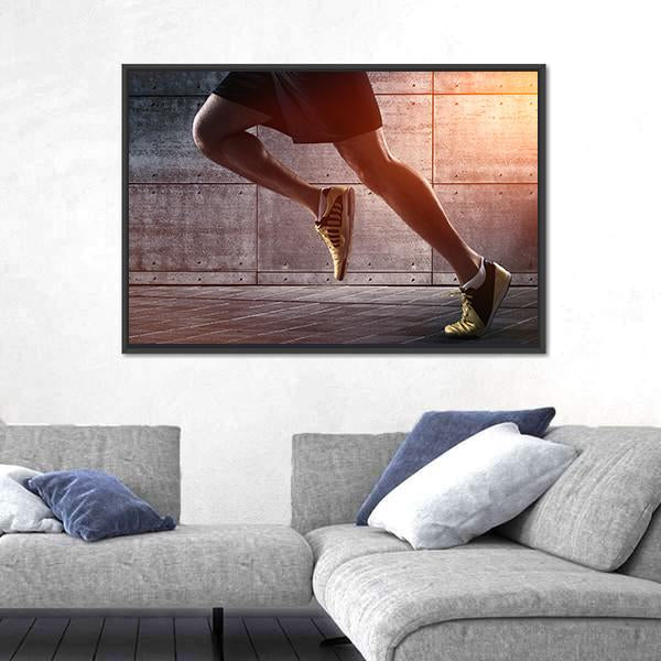 Runner&#39;s Legs Run On The Street Canvas Wall Art-3 Horizontal-Gallery Wrap-25&quot; x 16&quot;-Tiaracle