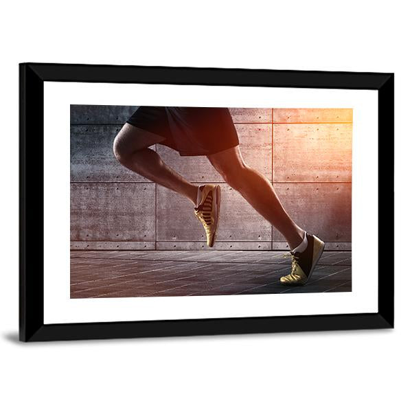 Runner's Legs Run On The Street Canvas Wall Art-3 Horizontal-Gallery Wrap-25" x 16"-Tiaracle