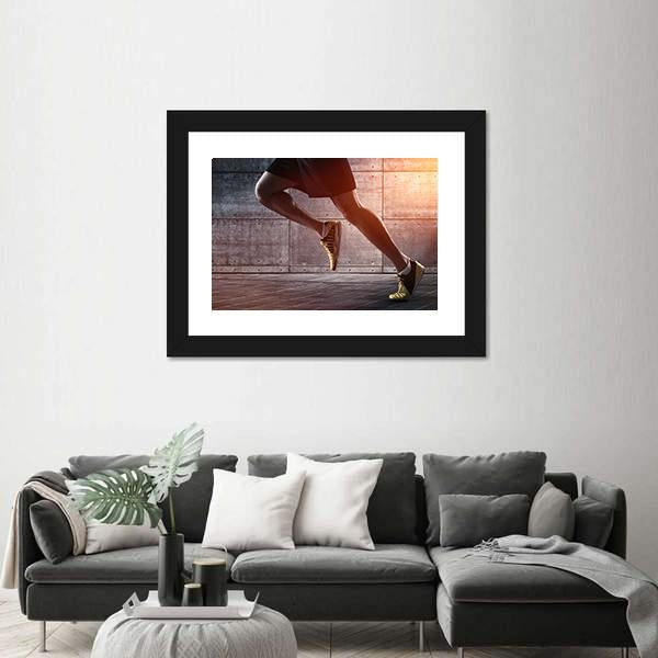 Runner's Legs Run On The Street Canvas Wall Art-3 Horizontal-Gallery Wrap-25" x 16"-Tiaracle