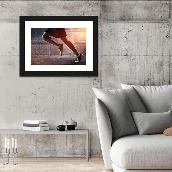Runner's Legs Run On The Street Canvas Wall Art-3 Horizontal-Gallery Wrap-25" x 16"-Tiaracle