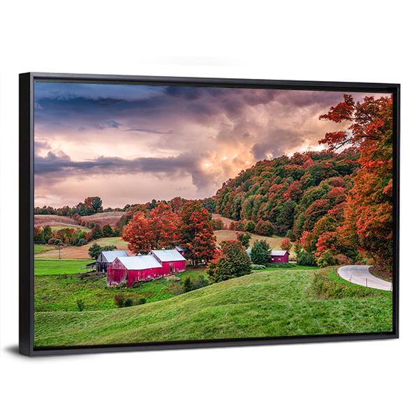 Rural Autumn Jenne Farm In Vermont USA Canvas Wall Art-3 Horizontal-Gallery Wrap-25" x 16"-Tiaracle