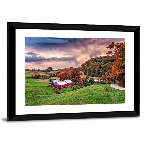 Rural Autumn Jenne Farm In Vermont USA Canvas Wall Art-3 Horizontal-Gallery Wrap-25" x 16"-Tiaracle