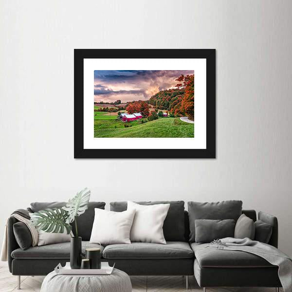 Rural Autumn Jenne Farm In Vermont USA Canvas Wall Art-3 Horizontal-Gallery Wrap-25" x 16"-Tiaracle
