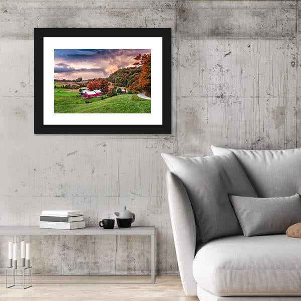 Rural Autumn Jenne Farm In Vermont USA Canvas Wall Art-3 Horizontal-Gallery Wrap-25" x 16"-Tiaracle