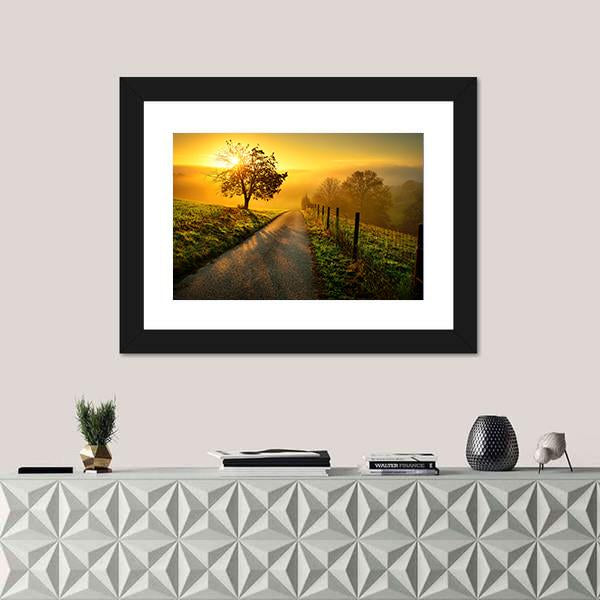 Rural Landscape On A Hill Canvas Wall Art-1 Piece-Framed Print-20&quot; x 16&quot;-Tiaracle