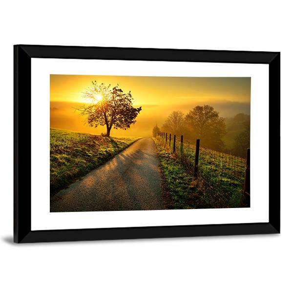 Rural Landscape On A Hill Canvas Wall Art-5 Horizontal-Gallery Wrap-22" x 12"-Tiaracle