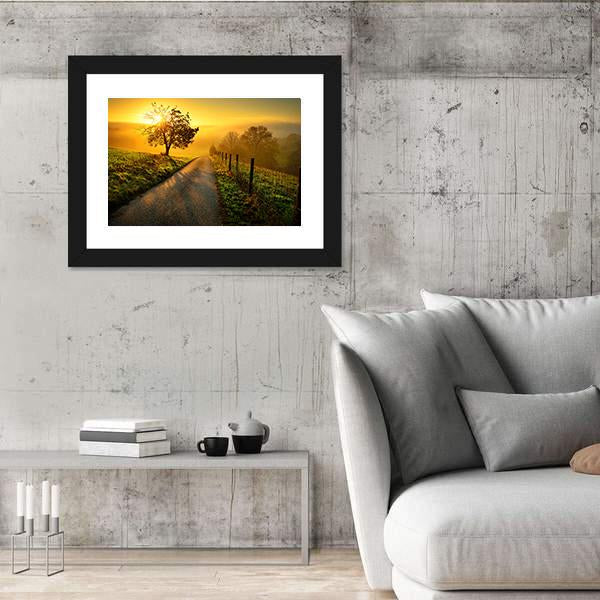 Rural Landscape On A Hill Canvas Wall Art-5 Horizontal-Gallery Wrap-22" x 12"-Tiaracle