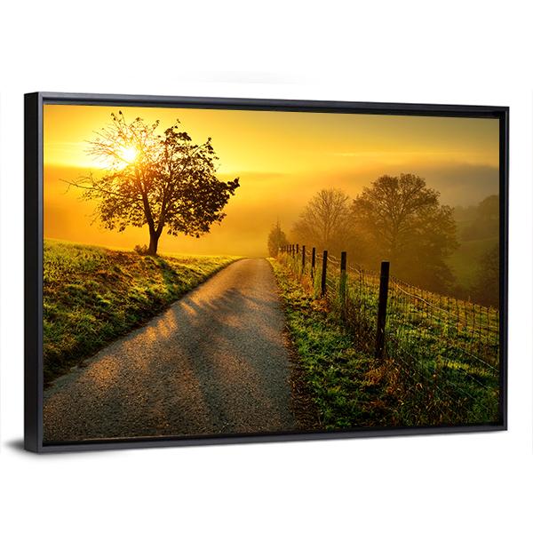 Rural Landscape On A Hill Canvas Wall Art-5 Horizontal-Gallery Wrap-22" x 12"-Tiaracle