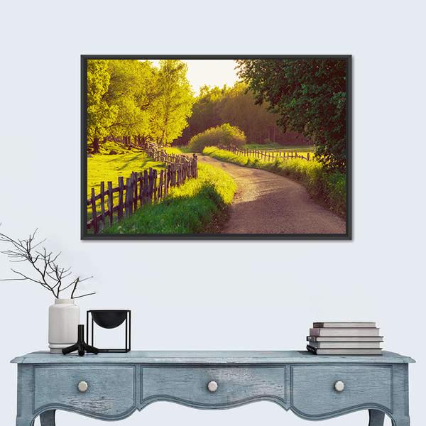 Rural Sweden Summer Sunny Landscape Canvas Wall Art-1 Piece-Floating Frame-24" x 16"-Tiaracle