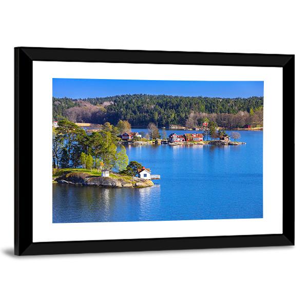 Rural Swedish Landscape With Coastal Villages Canvas Wall Art-3 Horizontal-Gallery Wrap-25" x 16"-Tiaracle