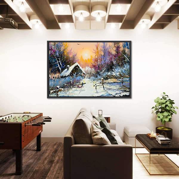 Rural Winter Landscape Canvas Wall Art-5 Horizontal-Gallery Wrap-22" x 12"-Tiaracle