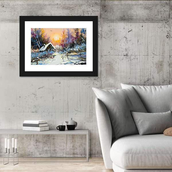 Rural Winter Landscape Canvas Wall Art-5 Horizontal-Gallery Wrap-22" x 12"-Tiaracle