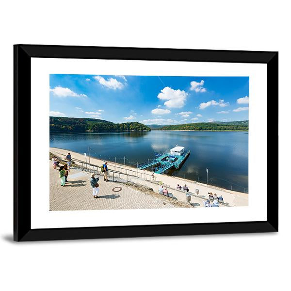 Rursee Harbor Schwammenauel In The Eifel Germany Canvas Wall Art-3 Horizontal-Gallery Wrap-25" x 16"-Tiaracle