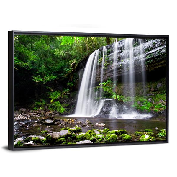 Russell Falls In Tasmania Australia Canvas Wall Art-3 Horizontal-Gallery Wrap-25" x 16"-Tiaracle