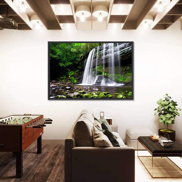 Russell Falls In Tasmania Australia Canvas Wall Art-3 Horizontal-Gallery Wrap-25" x 16"-Tiaracle