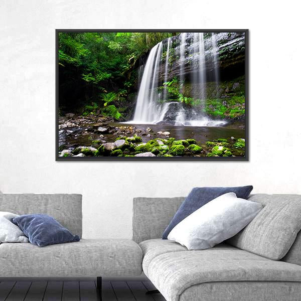 Russell Falls In Tasmania Australia Canvas Wall Art-3 Horizontal-Gallery Wrap-25" x 16"-Tiaracle