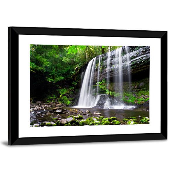 Russell Falls In Tasmania Australia Canvas Wall Art-3 Horizontal-Gallery Wrap-25" x 16"-Tiaracle